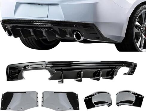 Rear Lip Bumper Diffuser Compatible with Chevy Camaro SS LT LS 2016-2024, 7PC Rear Bumper Lip Lower Protector Body Kit (Glossy Black) in Kuwait