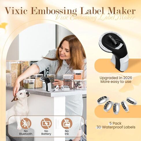 Vixic Embossing Label Maker Machine with Tapes, Junk Journal Scrapbook Supplies, Vintage Old School Embosser with 5-Roll Tape Embossed 3D Raised Letter, Retro Manual Labeler for DIY Crafts Home Office in Saudi Arabia