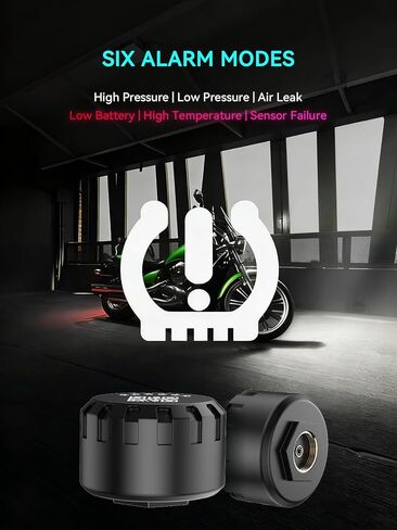 نظام مراقبة ضغط إطارات الدراجات النارية، TPMS بلوتوث للدراجات النارية - مراقبة ضغط الإطارات ودرجة الحرارة في الوقت الحقيقي مع أجهزة استشعار خارجية مزدوجة لجذع الصمام، TPMS لاسلكي مقاوم للماء (2) in Kuwait