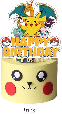 25Pcs For Anime Cake Decorations with 24pcs Cupcake Toppers, 1pcs Happy Birthday Cake Topper, Cartoon Themed Party Supplies, Perfect for Birthday Party Decorations in Saudi Arabia