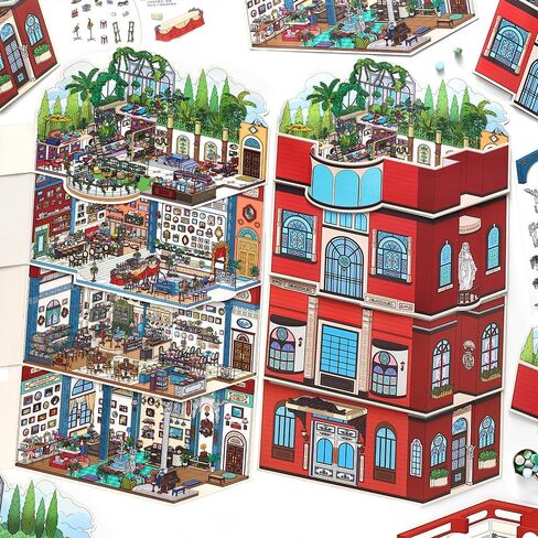 ZAYALI 4PCS Foldable 3D Sticker Scene Book for Adults & Teens, DIY Isometric House Scenes, Large Build-Your-Own Room Sticker Set, Relaxing Sticker Therapy Art Kit in Saudi Arabia