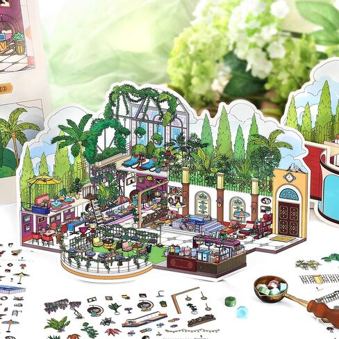 ZAYALI 4PCS Foldable 3D Sticker Scene Book for Adults & Teens, DIY Isometric House Scenes, Large Build-Your-Own Room Sticker Set, Relaxing Sticker Therapy Art Kit in Saudi Arabia