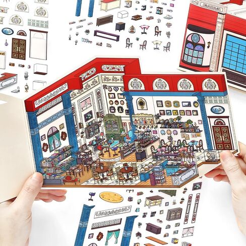 ZAYALI 4PCS Foldable 3D Sticker Scene Book for Adults & Teens, DIY Isometric House Scenes, Large Build-Your-Own Room Sticker Set, Relaxing Sticker Therapy Art Kit in Saudi Arabia