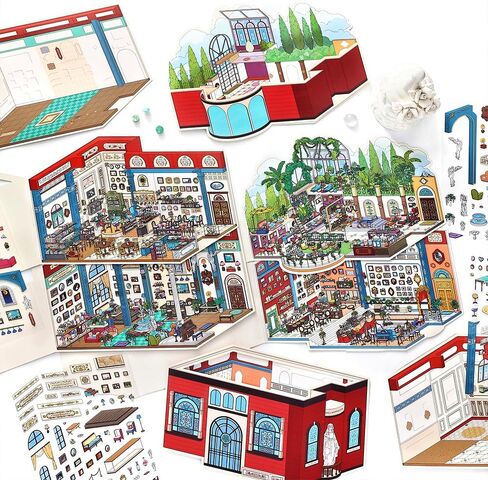 ZAYALI 4PCS Foldable 3D Sticker Scene Book for Adults & Teens, DIY Isometric House Scenes, Large Build-Your-Own Room Sticker Set, Relaxing Sticker Therapy Art Kit in Saudi Arabia