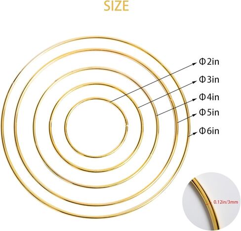 NovaPuff 10 Pack Iron Floral Hoop, Dream Catcher Rings Gold Hoop Macrame Rings, Wedding Wreath Decor for DIY Crafts/Wall Hanging in Saudi Arabia