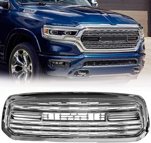 شبكة المصد الأمامي متوافقة مع شواية 2013 2014 2015 2016 2017 2018 Ram 1500، شواية بديلة لما بعد البيع مع حروف سوداء غير لامعة، طراز محدود in Kuwait