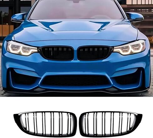 G01 شواية أمامية ملونة متوافقة مع BMW 2018-2021 X3 G01 2019-2021 X4 G02 PRE شرائح مزدوجة سوداء لامعة 2 قطعة (لX3 X4 G01 G02 2018-2021) in Kuwait