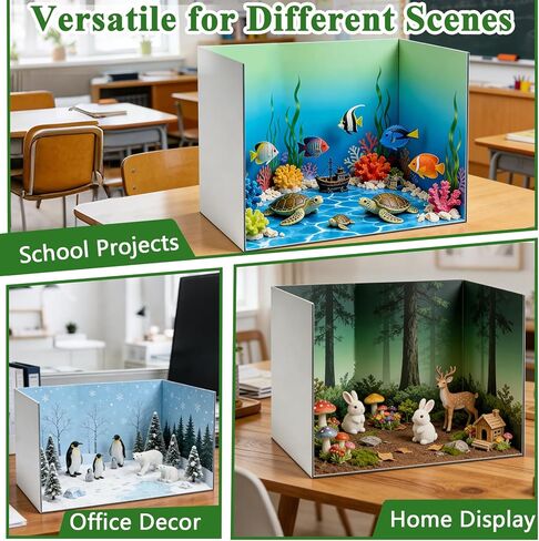 Yalumo Cardboard Diorama Box Kit, 2 Pack Diorama Box for Display, White Cardboard Project Supplies with Double Sided Tapes for DIY Crafts Toys School Projects Model Scenes, 13 x 8.7 x 8.3 Inch in Saudi Arabia