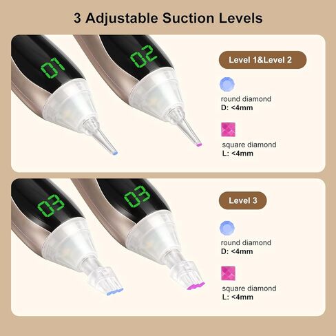 أدوات فنية ماسية PP OPOUNT، قلم رسم ماسي كهربائي مع ضوء، 3 شفط و3 مستويات سطوع، شاشة LED، قبضة مريحة وهادئة، أقلام فنية ماسية لاسلكية وقابلة لإعادة الشحن (ذهبي) in Kuwait