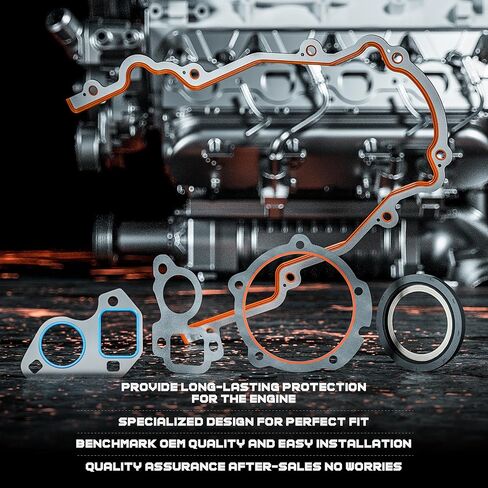 Timing Cover Gasket Set Compatible with 1997-2016 Chevrolet GMC Cadillac Hummer Pontiac Saab Buick 4.8L 5.3L 5.7L 6.0L 6.2L Engine LS LS1 LS2 LS3 LS6 LQ9 LQ4, Interchange Part Number TCS45993 in Kuwait