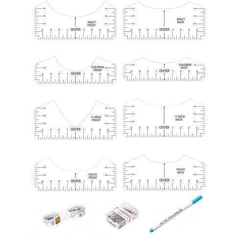 4 قطع/11 قطعة أداة محاذاة التي شيرت، دليل مسطرة PVC لتوسيط التصاميم في طباعة نقل الحرارة، ملحقات الخياطة اليدوية in Kuwait