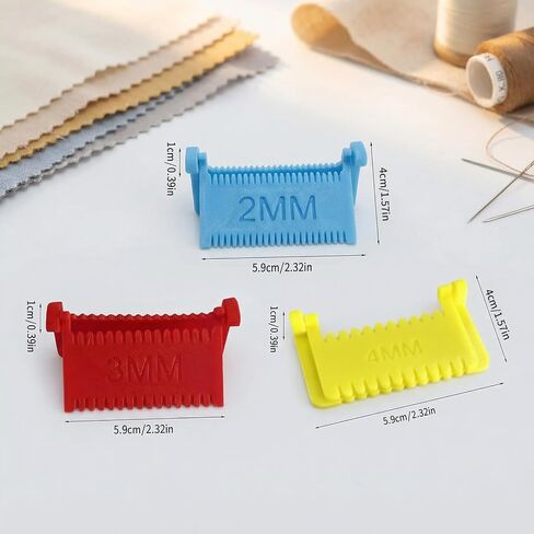 3 Pcs Clip-On Sewing Ruler, Hand Quilting Gauge for Even Stitches, Edge Stitch Lock 2mm/3mm/4mm, Hand Stitch Guide for Embroidery, Mending, Hemming in Saudi Arabia