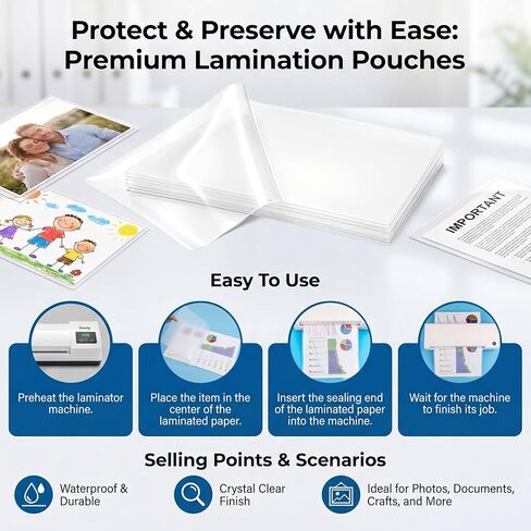 Feifeiya 200 Pcs Lamination Clear Thermal Laminating Pouches, 3 Mil, 12" x 18" Large Laminating Sheets Bulk, Menu Size, Office Supplies, Business Cards, Small Banners in Kuwait