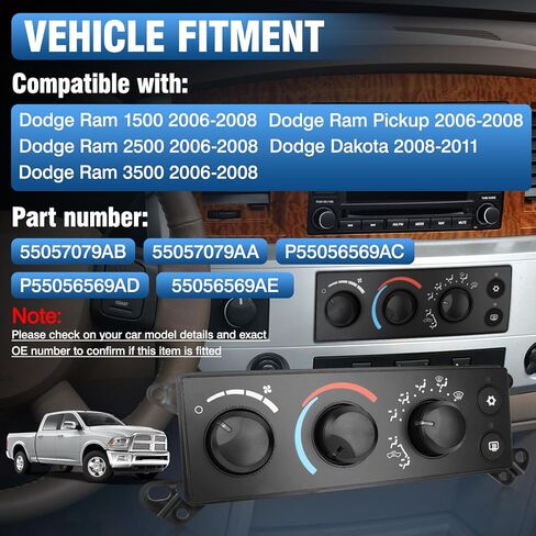 HVAC Climate Control Module Panel with Pry Tool, AC Heater Control Switch Unit Compatible with Dodge Ram 1500 2500 3500 2006-2008, Dakota 2008-2011, Replaces 55057079AB, P55056569AD in Saudi Arabia