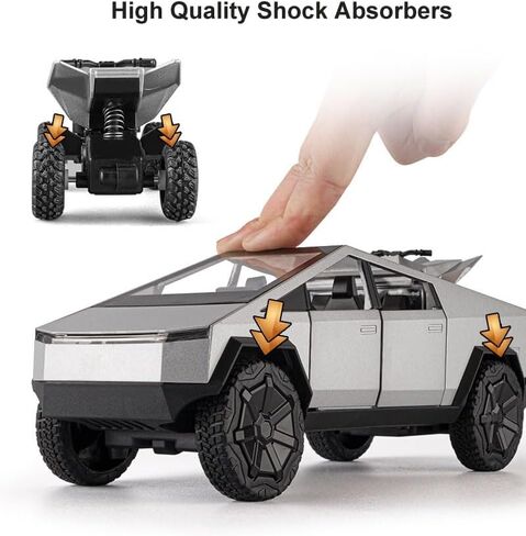 1:22 Scale Diecast Toy Trucks, Metal Pull Back Pickup with Mini ATV, Vehicle Playset for Kids, Birthday Gift for Boys 3+ (Silver) in Saudi Arabia