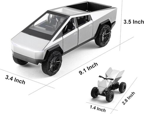 1:22 Scale Diecast Toy Trucks, Metal Pull Back Pickup with Mini ATV, Vehicle Playset for Kids, Birthday Gift for Boys 3+ (Silver) in Saudi Arabia