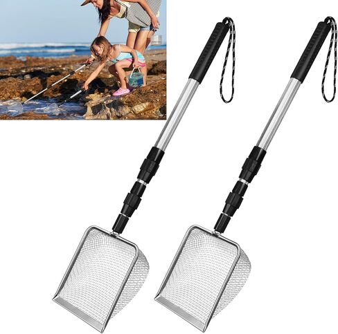 2 PCS Beach Mesh Shovel Sand Sifters, [50% Larger] Summer Enlarged Shark Tooth Sifter for Shell Collecting, Filter Sand Scooper Beach Tools for Adults and Kids in Saudi Arabia