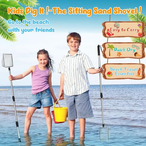 2 PCS Beach Mesh Shovel Sand Sifters, [50% Larger] Summer Enlarged Shark Tooth Sifter for Shell Collecting, Filter Sand Scooper Beach Tools for Adults and Kids in Saudi Arabia