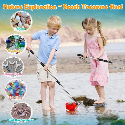 2 PCS Beach Mesh Shovel Sand Sifters, [50% Larger] Summer Enlarged Shark Tooth Sifter for Shell Collecting, Filter Sand Scooper Beach Tools for Adults and Kids in Saudi Arabia