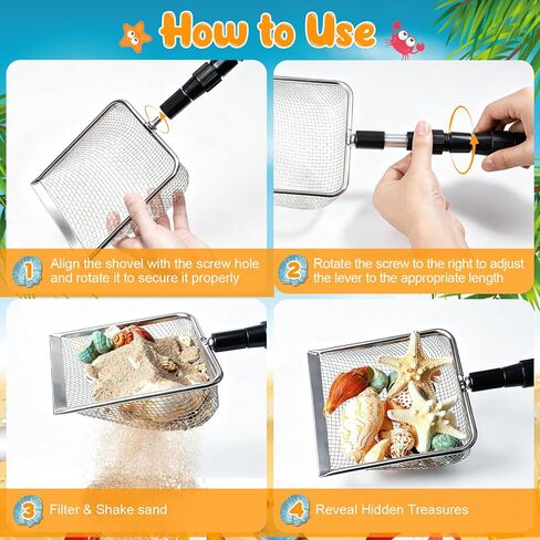 2 PCS Beach Mesh Shovel Sand Sifters, [50% Larger] Summer Enlarged Shark Tooth Sifter for Shell Collecting, Filter Sand Scooper Beach Tools for Adults and Kids in Saudi Arabia