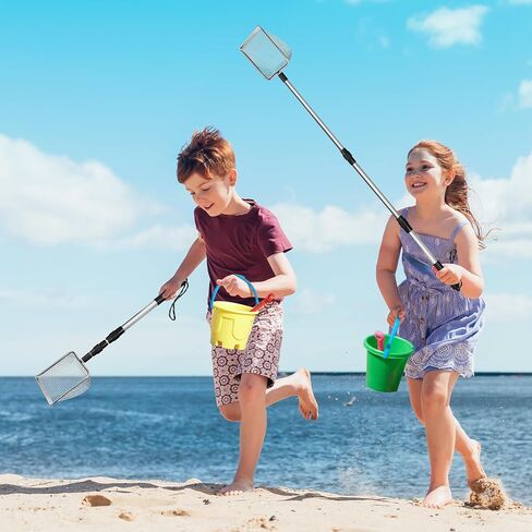 2 PCS Beach Mesh Shovel Sand Sifters, [50% Larger] Summer Enlarged Shark Tooth Sifter for Shell Collecting, Filter Sand Scooper Beach Tools for Adults and Kids in Saudi Arabia