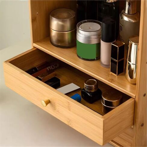 Bookcase Minimalism Bamboo Tabletop Bookshelf with Drawer Home Dormitorie Storag Rack Modern in Saudi Arabia