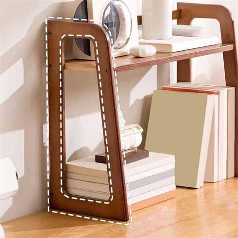 Bookcase Trapezoid Open Desk Bookshelf Home Double Layer Organizer Rack Simple Style Modern in Saudi Arabia