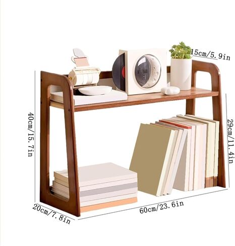 Bookcase Trapezoid Open Desk Bookshelf Home Double Layer Organizer Rack Simple Style Modern in Saudi Arabia