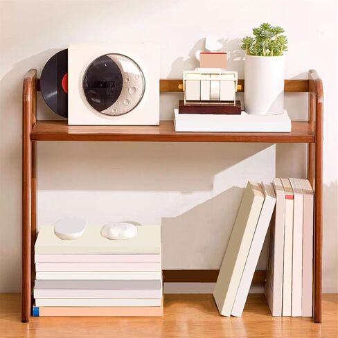 Bookcase Trapezoid Open Desk Bookshelf Home Double Layer Organizer Rack Simple Style Modern in Saudi Arabia
