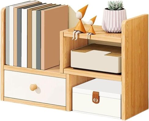 Bookcase Expandable Storage Rack Tabletop Bookshelf Office Supplies Countertop Platforms Modern in Saudi Arabia