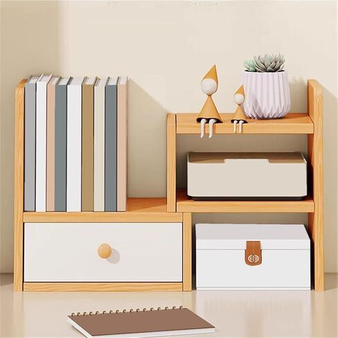 Bookcase Expandable Storage Rack Tabletop Bookshelf Office Supplies Countertop Platforms Modern in Saudi Arabia