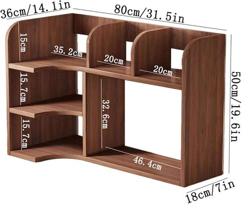 Bookcase Large Capacity Open Bookshelf Multi-Layer Corner Retro Storage Rack for Office Home Modern in Saudi Arabia