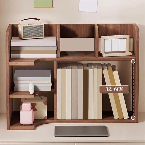 Bookcase Large Capacity Open Bookshelf Multi-Layer Corner Retro Storage Rack for Office Home Modern in Saudi Arabia