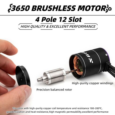 Brushless Splash-Proof Power Kit Combo ESC 75A/480 with 3.175mm Shaft 3650 5300KV for 1/10 SCX10 TRX4 RC Car Truck Racing/Off-Road/High-Speed ​​Vehicles in Saudi Arabia
