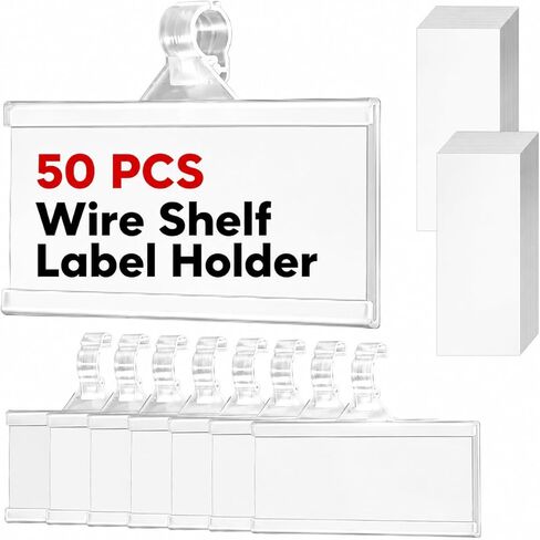 100 Pieces Plastic Wire Shelf Label Holders, Reusable Price Label Holder with locks, Label Display Holder for Retail Supermarket Department Store(3'' x 1.4'') in Saudi Arabia