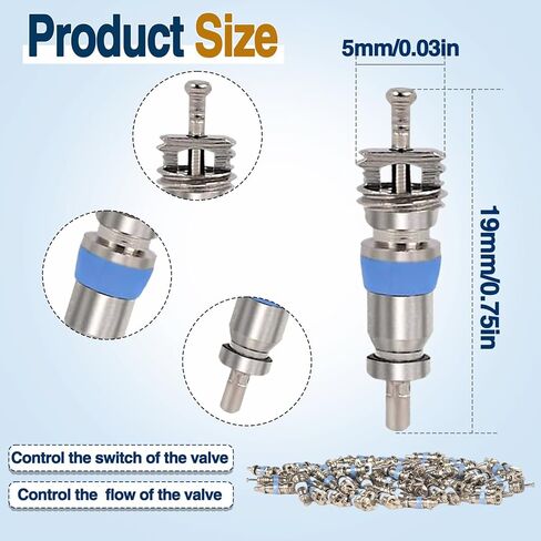 50 Pack Valve Cores for R410 R32 R22, High Pressure HVAC Valve with Teflon Seal, Replacement Part for Air Conditioning and Refrigeration Systems in Saudi Arabia