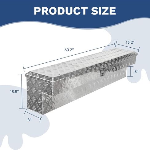 SSN 60" Aluminum Side Mount Tool Box，60 x 13 x 14 Inch Pickup Truck Bed ToolBox Trailer Storage with 5 Bar Tread and Paddle Latch，Silver. in Saudi Arabia