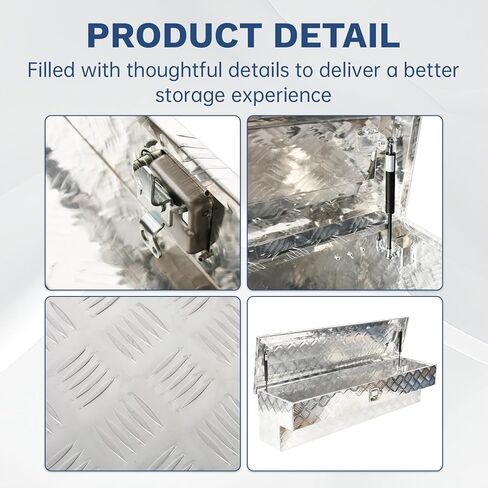 SSN 60" Aluminum Side Mount Tool Box，60 x 13 x 14 Inch Pickup Truck Bed ToolBox Trailer Storage with 5 Bar Tread and Paddle Latch，Silver. in Saudi Arabia
