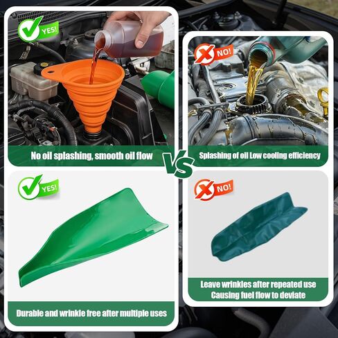 Flexible Oil Drain Funnel Set, 3PCS Reusable Silicone Foldable Oil Funnel for Spill-Free Oil Change, Moldable Draining Tool for Car Truck Motorcycle Garage Use in Saudi Arabia