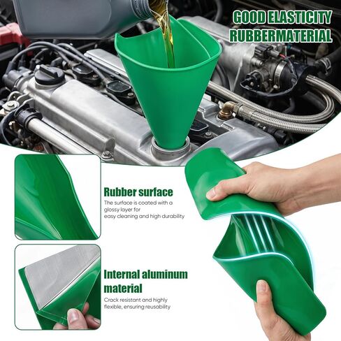 Flexible Oil Drain Funnel Set, 3PCS Reusable Silicone Foldable Oil Funnel for Spill-Free Oil Change, Moldable Draining Tool for Car Truck Motorcycle Garage Use in Saudi Arabia