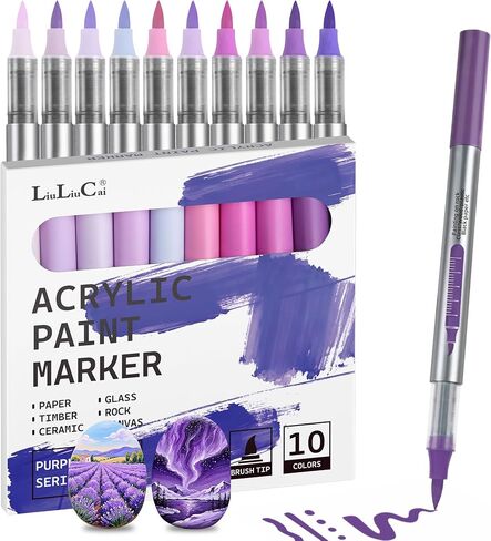 LIULIUCAI 10 Pcs Skin Tone Acrylic Paint Markers, Brush Tip Acrylic Paint Pens for Portrait Hair, Water-Based Skin Markers for Rock, Wood, Canvas, Glass, Stone, Fabric, Egg, DIY Crafts, No Bleeding in Saudi Arabia