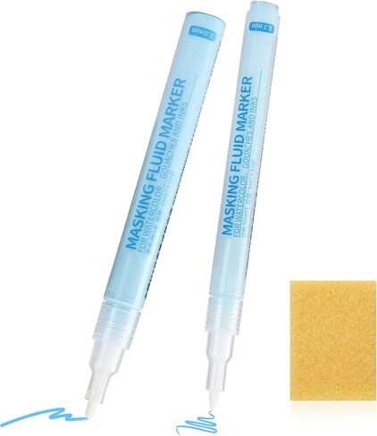 Masking Fluid Marker Set for Watercolor – Dual Size Pack (0.7mm Fine & 3.0mm Broad Tips) – Liquid Frisket Pen with Residue Eraser – Preserve White Highlights for Ink & Gouache in Saudi Arabia