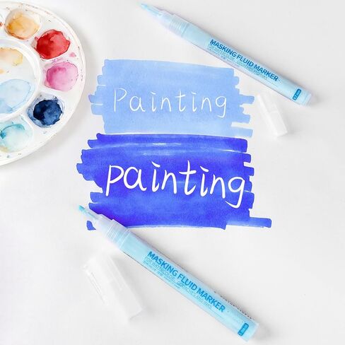 Masking Fluid Marker Set for Watercolor – Dual Size Pack (0.7mm Fine & 3.0mm Broad Tips) – Liquid Frisket Pen with Residue Eraser – Preserve White Highlights for Ink & Gouache in Saudi Arabia