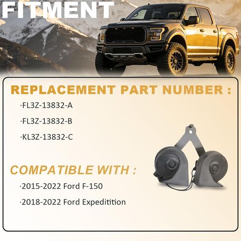 Anpher Horn Assembly Dual Note Electric Horn Level 2 متوافق مع 2015-2022 Ford F-150 2018-2022 Ford Expedition يستبدل # FL3Z-13832-C FL3Z-13832-B FL3Z-13832-A in Kuwait
