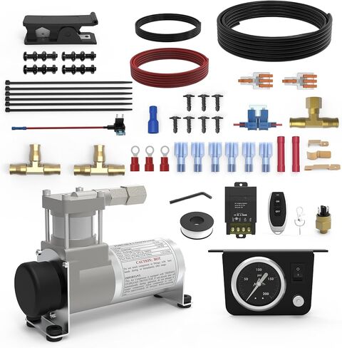 Air Bag Compressor Automatic Air Up with Low Pressure Sensor Lightning Inflation Universal On Board Air Compressor System Remote Control and Manual Control for Trucks in Saudi Arabia