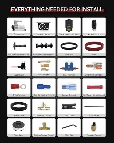 Air Bag Compressor Automatic Air Up with Low Pressure Sensor Lightning Inflation Universal On Board Air Compressor System Remote Control and Manual Control for Trucks in Saudi Arabia