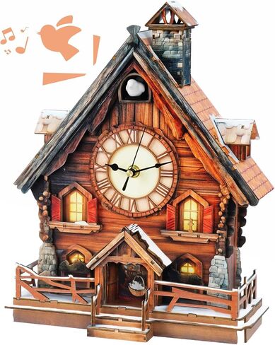 3D Puzzle for Adults Clock,German Pastoral Cottage Cuckoo Clock Model Kit-Mechanical DIY Pendulum Clock with Roman Numerals-Desk Home Office Decor Personalized Gifts for DIY Lovers in Saudi Arabia