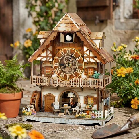 3D Puzzle for Adults Clock,German Pastoral Cottage Cuckoo Clock Model Kit-Mechanical DIY Pendulum Clock with Roman Numerals-Desk Home Office Decor Personalized Gifts for DIY Lovers in Saudi Arabia