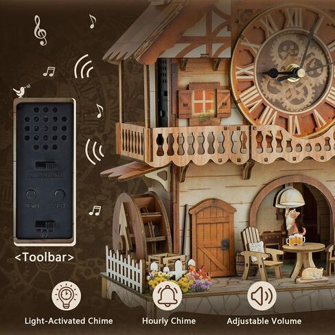 3D Puzzle for Adults Clock,German Pastoral Cottage Cuckoo Clock Model Kit-Mechanical DIY Pendulum Clock with Roman Numerals-Desk Home Office Decor Personalized Gifts for DIY Lovers in Saudi Arabia