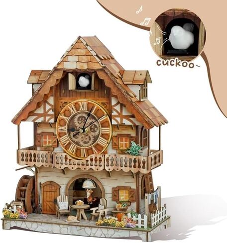 3D Puzzle for Adults Clock,German Pastoral Cottage Cuckoo Clock Model Kit-Mechanical DIY Pendulum Clock with Roman Numerals-Desk Home Office Decor Personalized Gifts for DIY Lovers in Saudi Arabia
